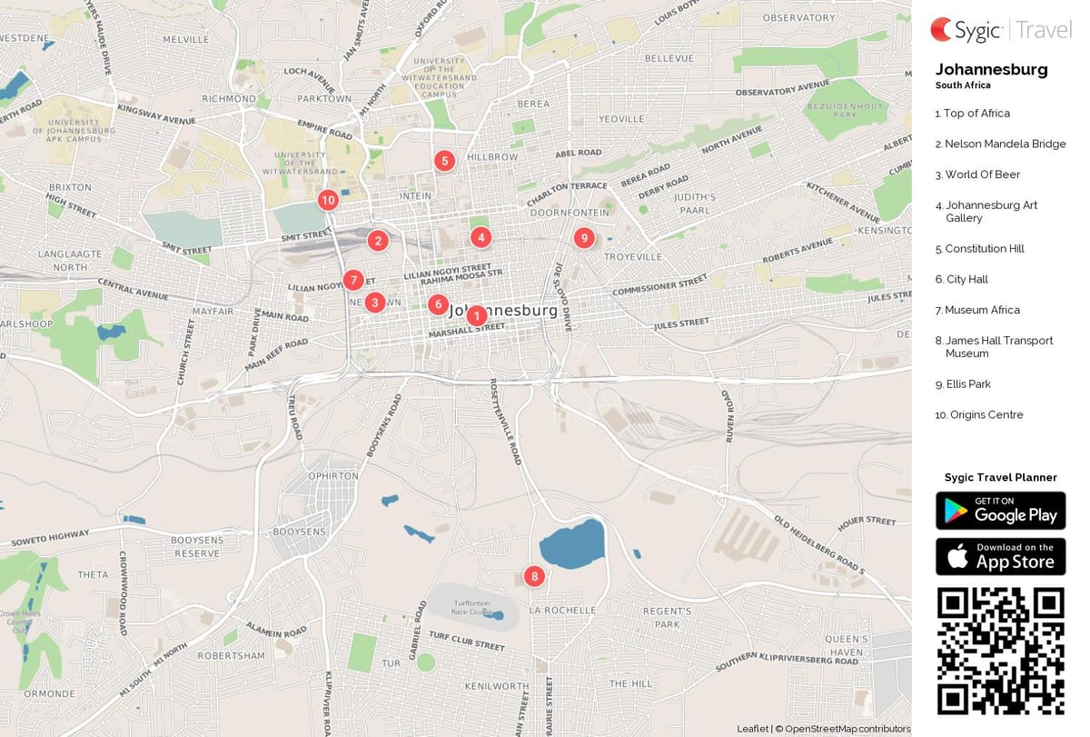 Йоханнесбург (Joburg Jozi) карта достопримечательностей