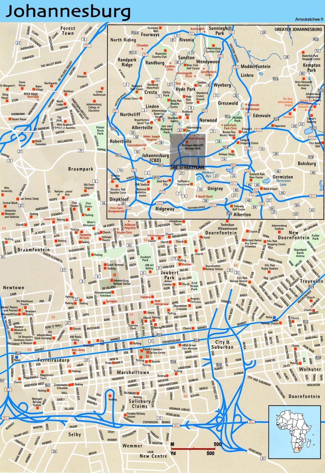 Карта города Йоханнесбург (Joburg Jozi)