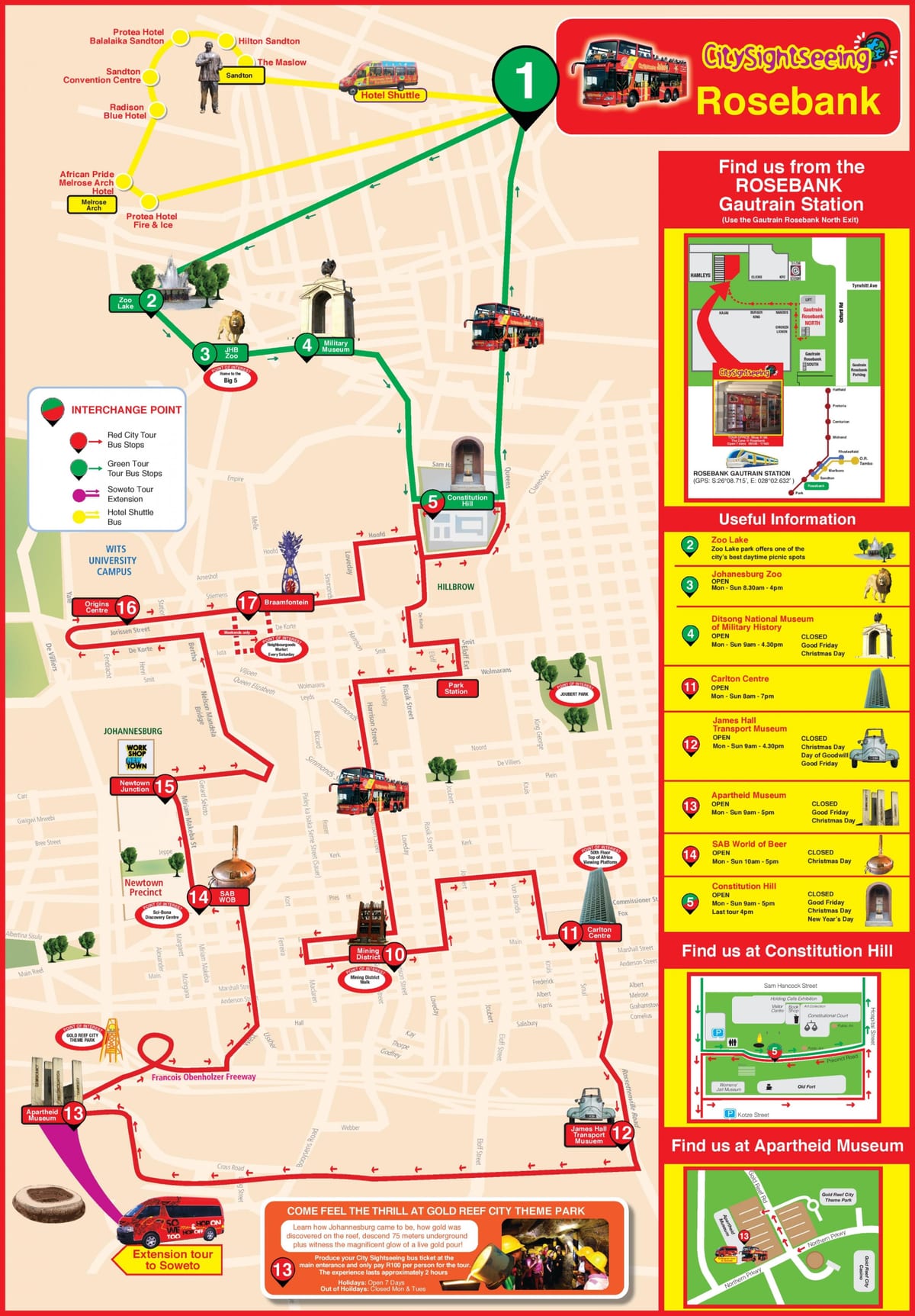 Йоханнесбург (Joburg Jozi) автобусные туры Hop On Hop Off карта
