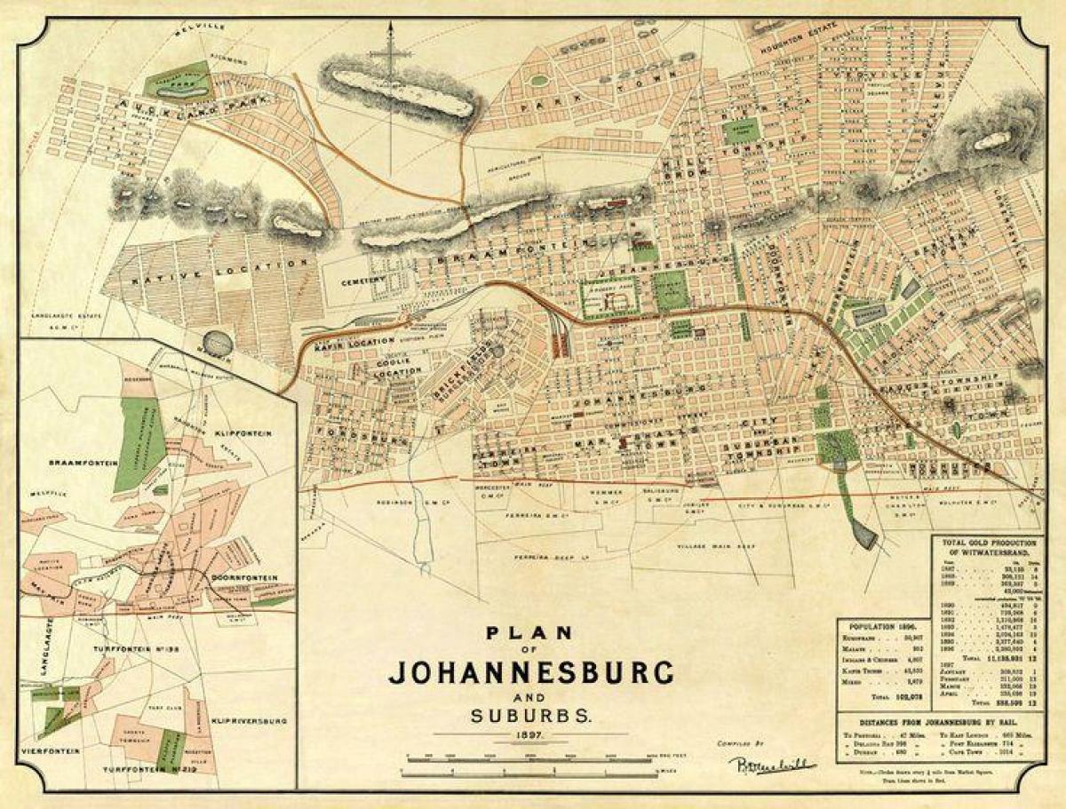 Йоханнесбург (Joburg Jozi) антикварная карта