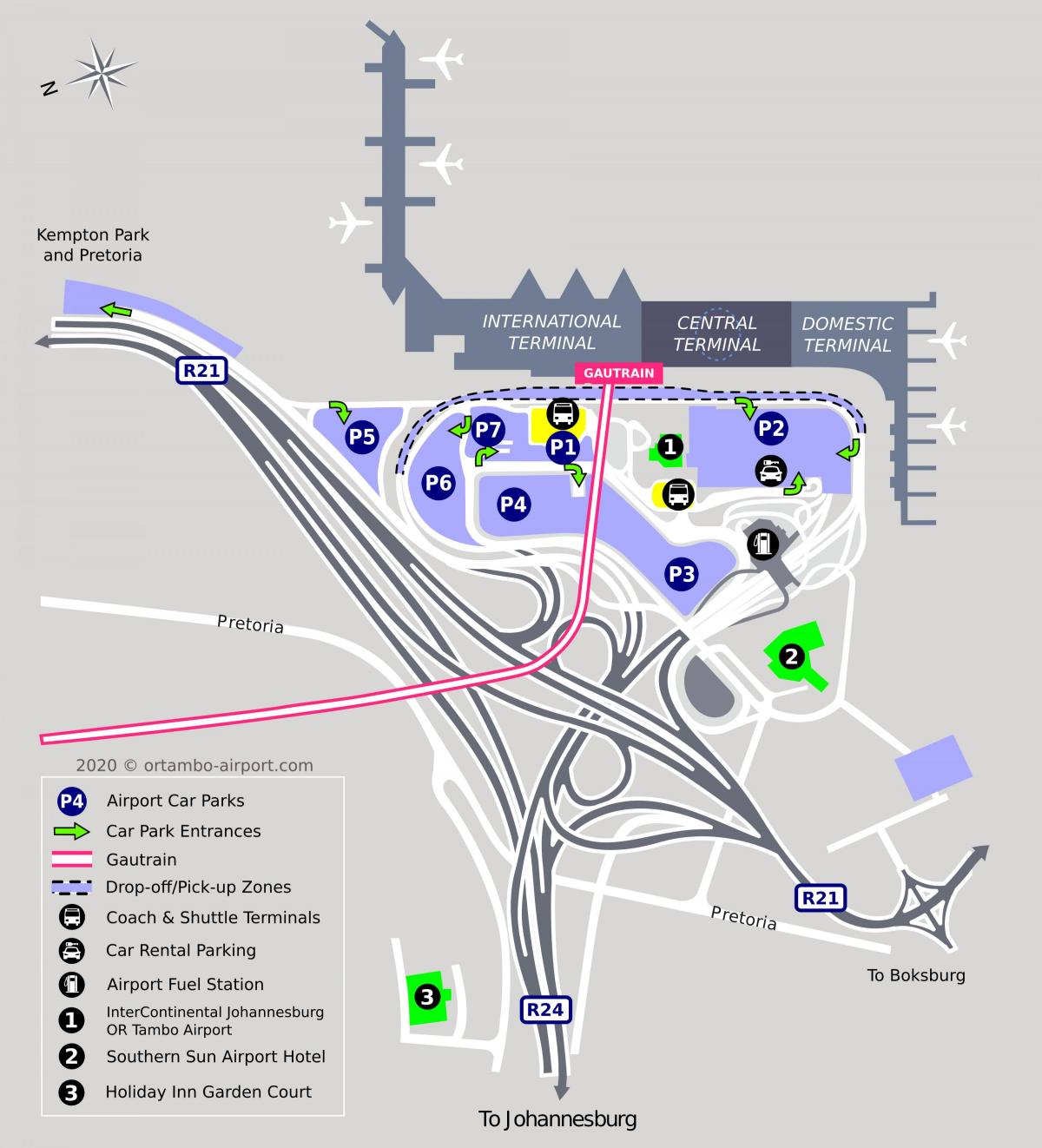 Карта терминала аэропорта Йоханнесбурга (Joburg Jozi)