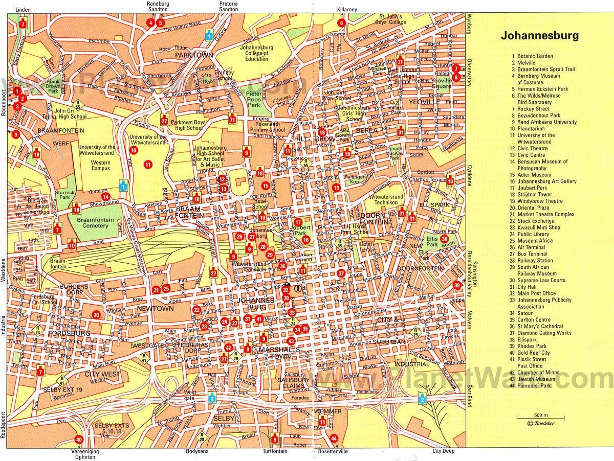 Карта пешеходных экскурсий по Йоханнесбургу (Joburg Jozi)